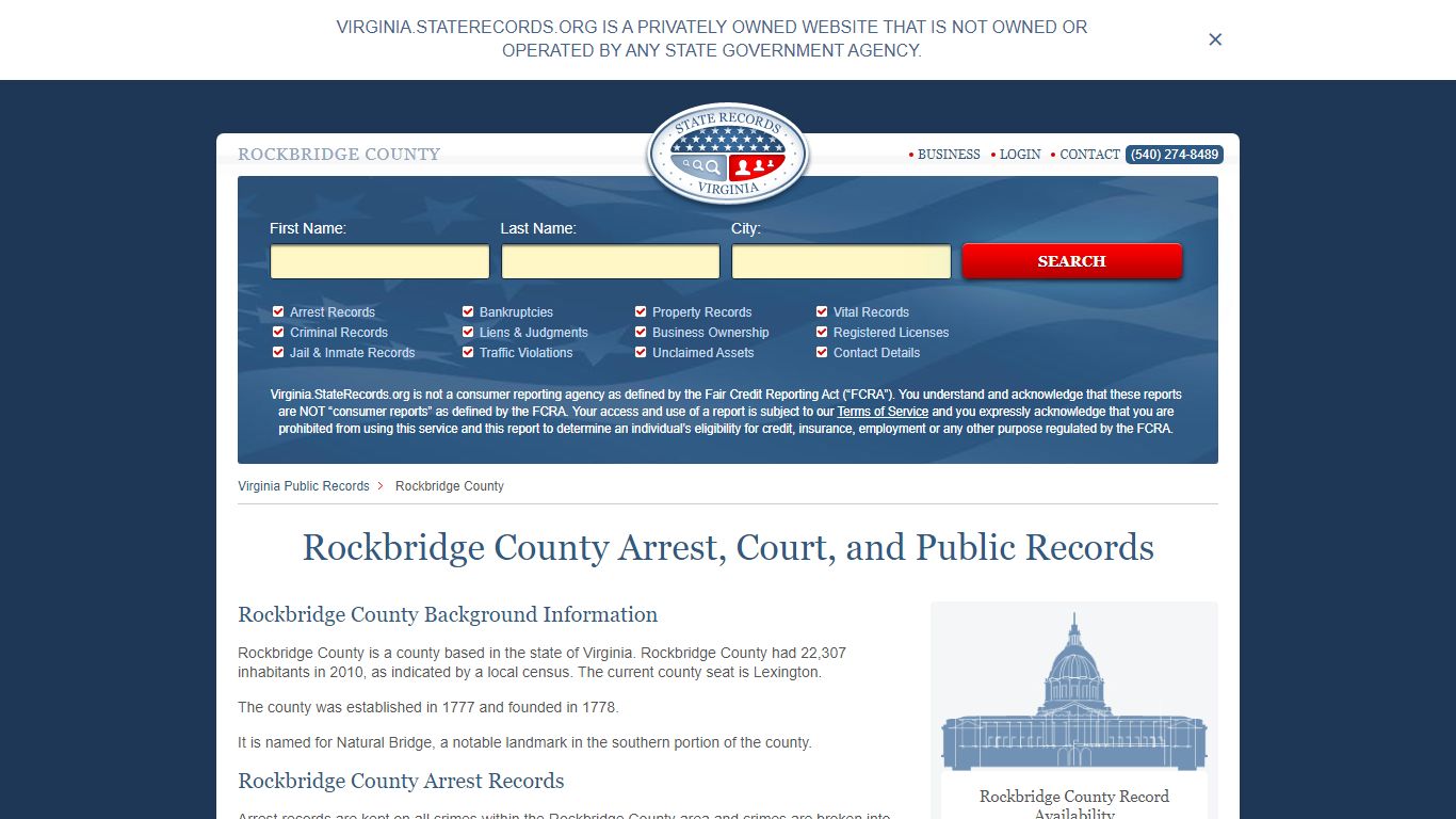 Rockbridge County Arrest, Court, and Public Records